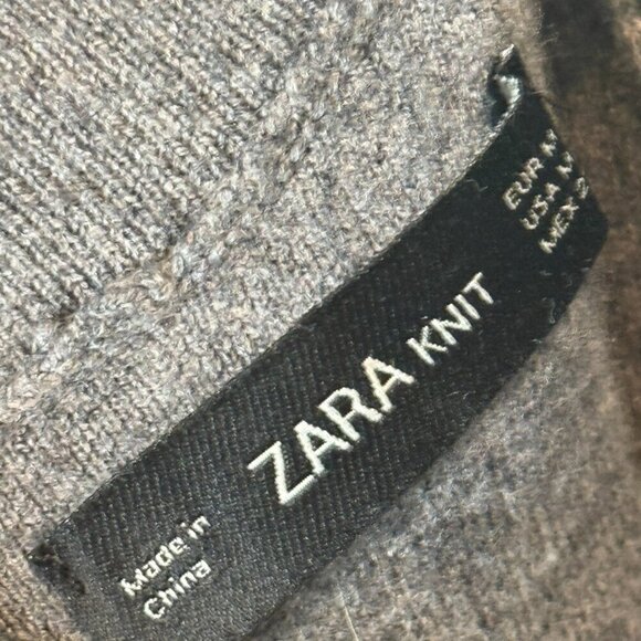 Zara Knit Gray Jumpsuit Wide Leg Mock Crop Neck Business Casual XS - Picture 8 of 13